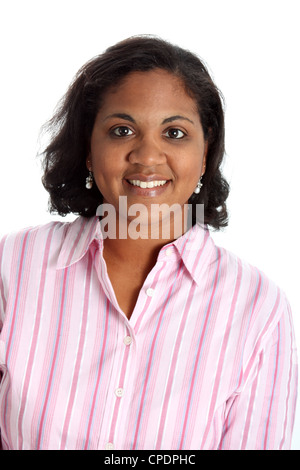 Portrait d'une femme de la minorité sur fond blanc Banque D'Images