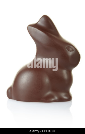 Lapin chocolat isolé sur blanc, chemin de détourage inclus Banque D'Images