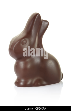 Lapin chocolat isolé sur blanc, chemin de détourage inclus Banque D'Images