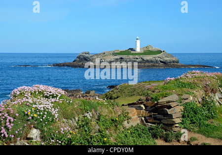 Le phare de Godrevy près de Hayle en Cornouailles, Angleterre, RU Banque D'Images