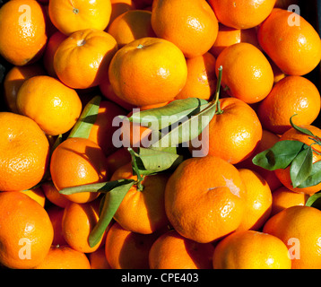 Motif fruits oranges sur le marché en Espagne Méditerranéenne Banque D'Images