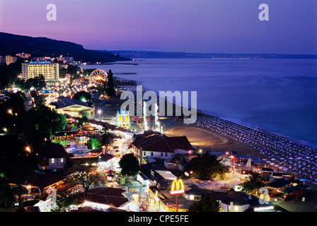 Vue sur le resort, Golden Sands, côte de la mer Noire, Bulgarie, Europe Banque D'Images