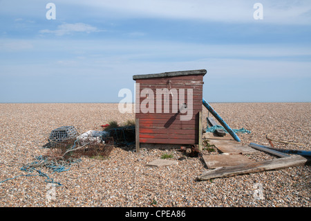 Cabane de pêcheur sur la plage à Aldeburgh, dans le Suffolk, Engand Banque D'Images