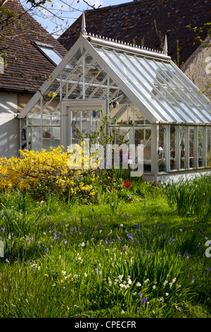 Traditionnellement en ancien style de verre à effet de serre victorienne dans un jardin privé Banque D'Images