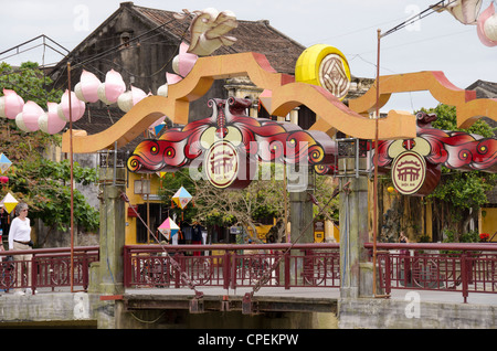 Vietnam, Da nang hoi An historique., important port de commerce à partir de la 15ème-19ème siècle. une passerelle à Hoi An. Banque D'Images