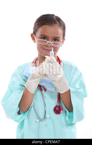 Petite fille habillés en costume d'infirmières Banque D'Images
