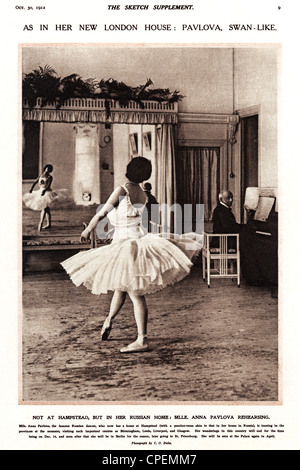 Anna Pavlova, 1912 Photographie de la légendaire ballerine russe à la pratique dans l'année elle a déménagé de Londres à Saint-Pétersbourg Banque D'Images