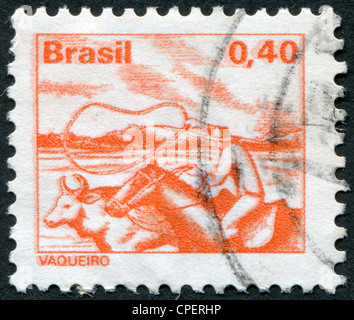 Brésil - circa 1977 : timbres-poste imprimés en Brésil, montre un berger, vers 1977 Banque D'Images