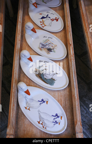 Foie gras des assiettes en céramique, Dordogne, France Banque D'Images