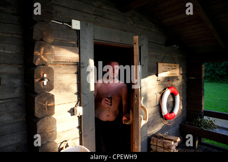 Sauna traditionnel en bois hut Tampere Finland Banque D'Images