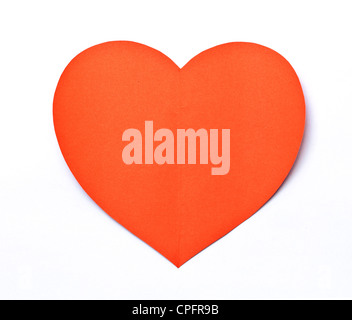 Coeur rouge sur blanc symbole de forme de papier Banque D'Images