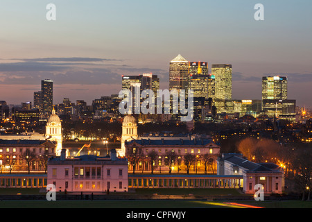 L'Angleterre, Londres, Greenwich, vue de Docklands de Greenwich Park Banque D'Images
