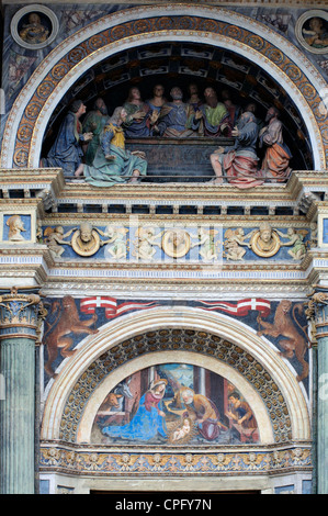L'Italie, vallée d'Aoste, Aoste, La Cathédrale, façade Détail Banque D'Images