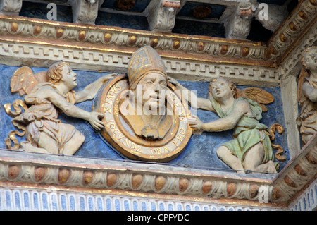 L'Italie, vallée d'Aoste, Aoste, La Cathédrale, façade Détail Banque D'Images