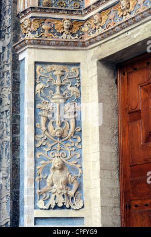 L'Italie, vallée d'Aoste, Aoste, La Cathédrale, façade Détail Banque D'Images
