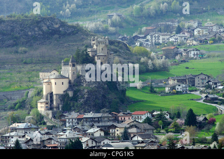 L'Italie, vallée d'Aoste, Saint-Pierre, Château Banque D'Images