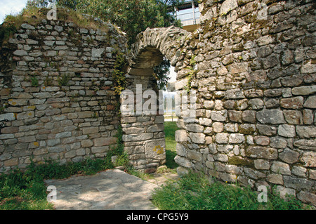 L'Espagne. La Galice. Catoira. Torres do Oeste, château construit en 9e siècle par Alphonse III de Léon le Grand. Tour de Lugo. Banque D'Images