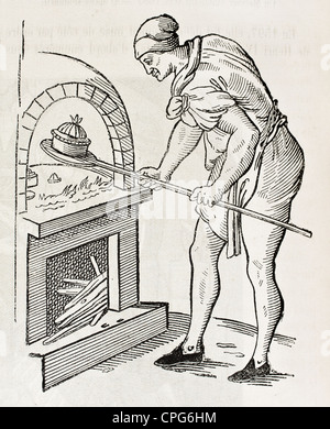 Chef pâtissier en 1589, vieille illustration Banque D'Images