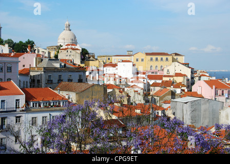 Vue du Miradouro de Santa Luzia sur le vieux quartier d'Alfama à Lisbonne, Portugal, Europe Banque D'Images