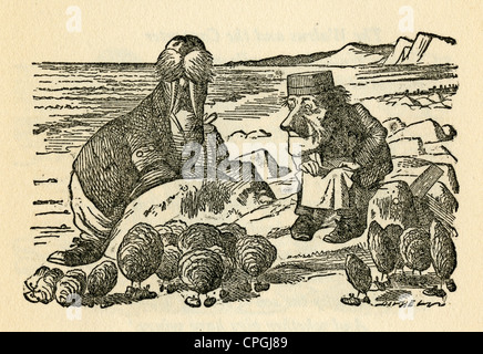 Circa 1910 édition d'Alice au Pays des Merveilles. Le morse et le charpentier par John Tenniel. Banque D'Images