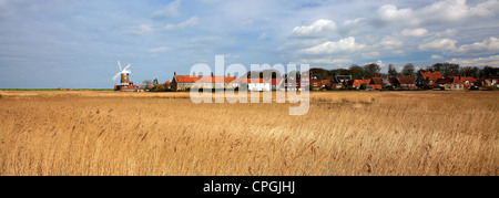 Une vue sur les lits de roseaux à Claj moulin, dans le petit village de Norfolk Claj-prochain-la-Mer, côte nord du comté de Norfolk, England, UK Banque D'Images