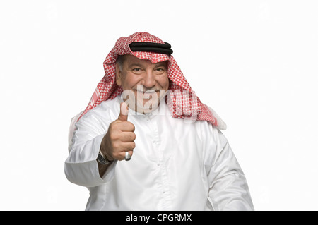Man showing Thumbs up, smiling, portrait Banque D'Images