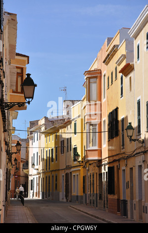 Ruelle de la vieille ville, Carrer del Portal de la Font, ciutadella de menorca, Minorque, Iles Baléares, Espagne Banque D'Images