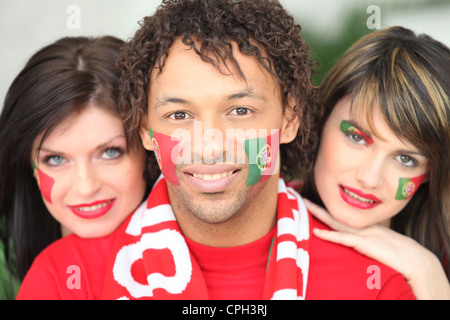 Les fans de football portugais Banque D'Images