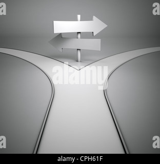Sur la croisée des chemins - deux panneaux d'en face Banque D'Images