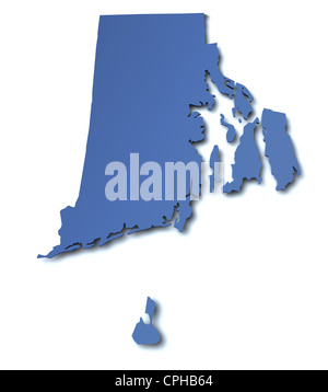 Carte de rendu 3D de l'état de Rhode Island - USA Banque D'Images