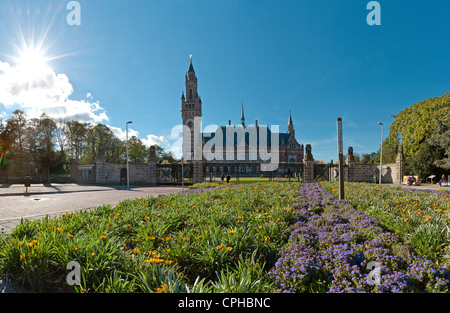 Pays-bas, la Hollande, l'Europe, Den Haag, La Haye, château, fleurs, automne, le Palais de la paix, Cour internationale de Justice, Banque D'Images