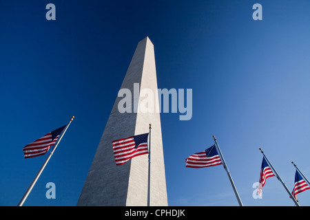 USA, United States, l'Amérique, Washington, DC, Monument, Monument, obélisque, architecture, histoire, centre, drapeaux, grand, Washington Banque D'Images