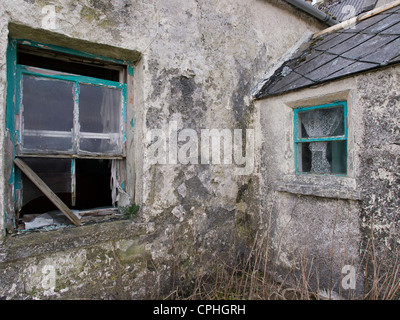 Fenêtres dans une maison inhabitée Croft, Isle Of Lewis Banque D'Images