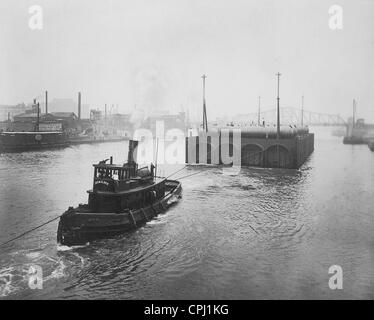 Scène de la construction du métro à New York, 1913 Banque D'Images