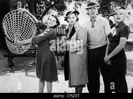 Judy Garland, Patsy Kelly, Johnny Downs et Betty Grable dans 'Le point', 1936 Banque D'Images