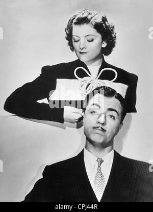 Myrna Loy et William Powell en "double" de mariage, 1937 Banque D'Images