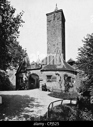 La porte du château à Rothenburg ob der Tauber Banque D'Images