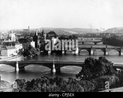 La vue panoramique de Prague, 1942 Banque D'Images