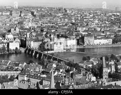 La vue panoramique de Prague, 1942 Banque D'Images