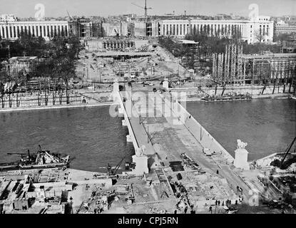 La construction de l'emplacement de l'Exposition Universelle de Paris, 1937 Banque D'Images