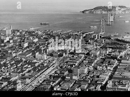 Construction de l'Oakland Bay Bridge à San Francisco, 1935 Banque D'Images