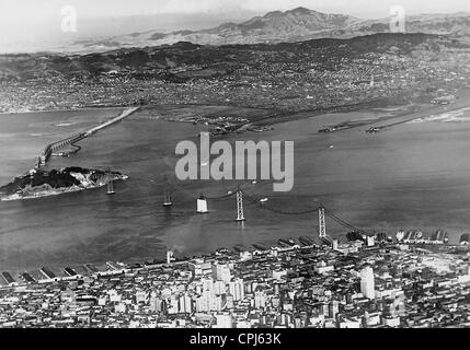 Construction de l'Oakland Bay Bridge à San Francisco, 1935 Banque D'Images