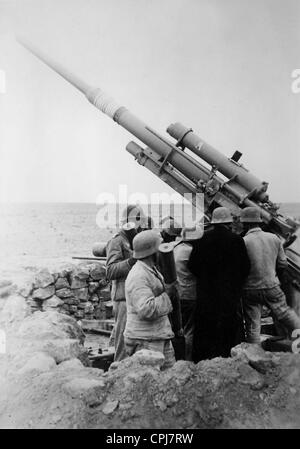 Canon anti-aérien allemand en Afrique du Nord, 1942 Banque D'Images