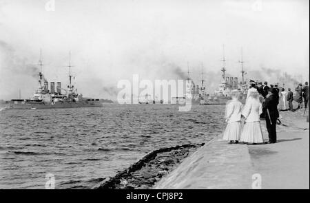 Parade d'adieu de la haute mer flotte avant Prince Henry, 1909 Banque D'Images