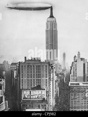 Montage photographique de la station d'ancrage dirigeable sur l'Empire State Building à New York, 1930 Banque D'Images