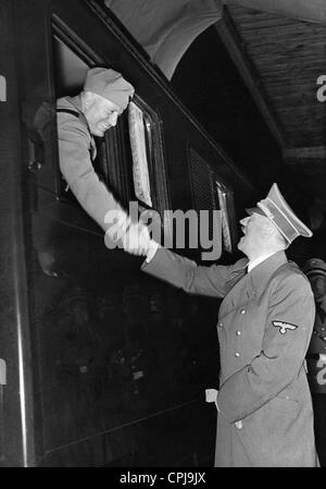 Benito Mussolini et Adolf Hitler à la gare centrale de Munich, 1940 Banque D'Images