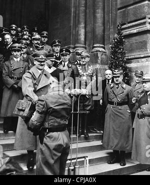 Adolf Hitler, Joseph Goebbels, Josef Burckel, Hermann Neubacher, 1938 Banque D'Images