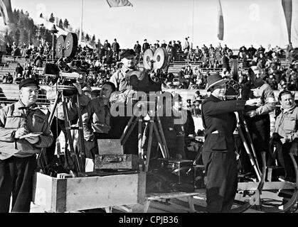 Les cadreurs lors des Jeux Olympiques de Garmisch-Partenkirchen, 1936 Banque D'Images