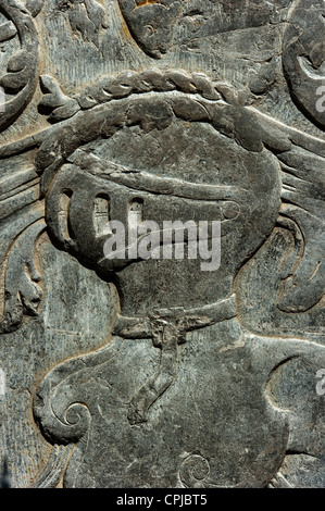 Détail sculpté d'une plaque, Sint Matthias Kerk (l'église Saint Matthieu), Maastricht, Limbourg, Pays-Bas, l'Europe. Banque D'Images