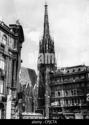 La cathédrale Saint-Étienne de Vienne après l'annexion de l'Autriche à l'Empire allemand Banque D'Images